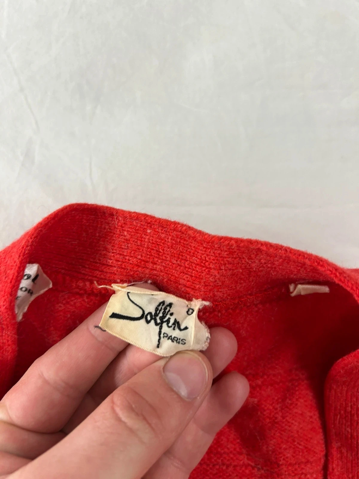 Chaleco rojo de lana de cordero vintage Solfin Paris – photo 10
